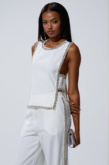 TALK TO ME BABY BLOUSE WITH RHINESTONE IN WHITE