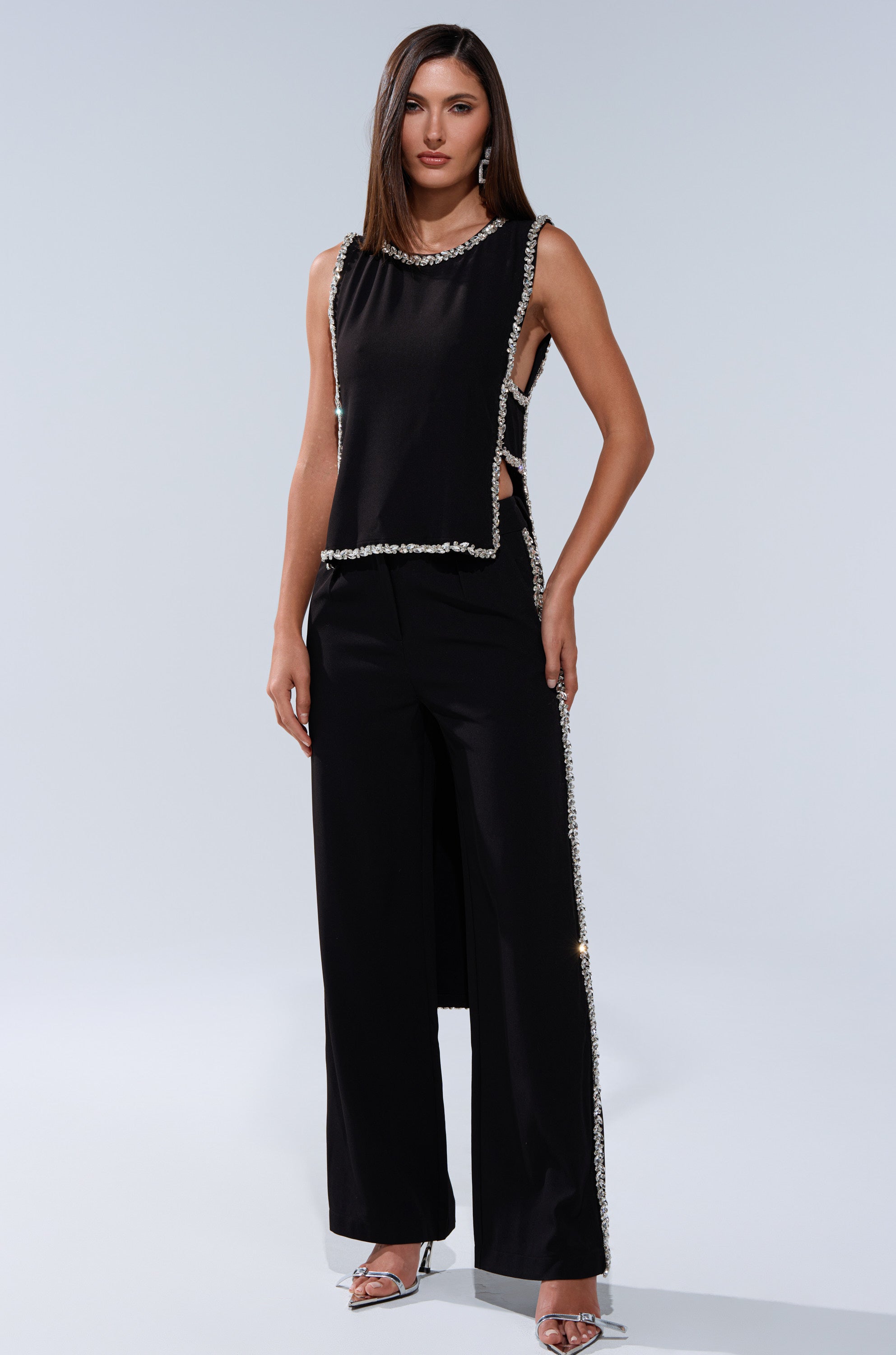 TALK TO ME TROUSER WITH RHINESTONE