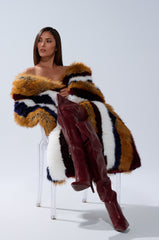 ALAIA STRIPED FAUX FUR