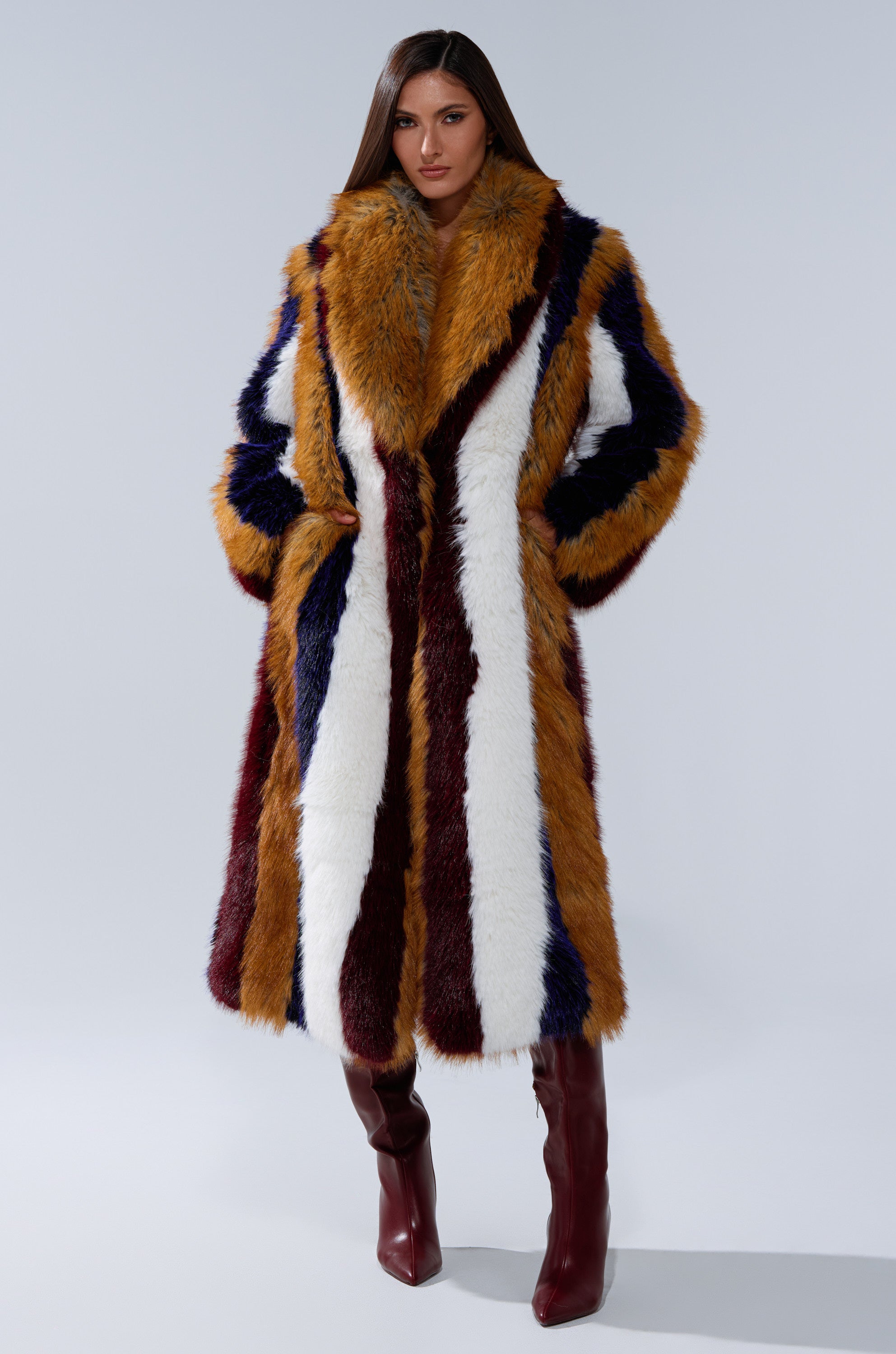 ALAIA STRIPED FAUX FUR