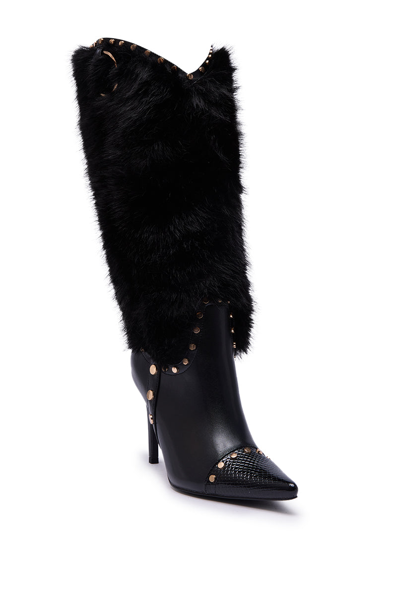 AZALEA WANG ALISETTE BLACK FUR BOOT