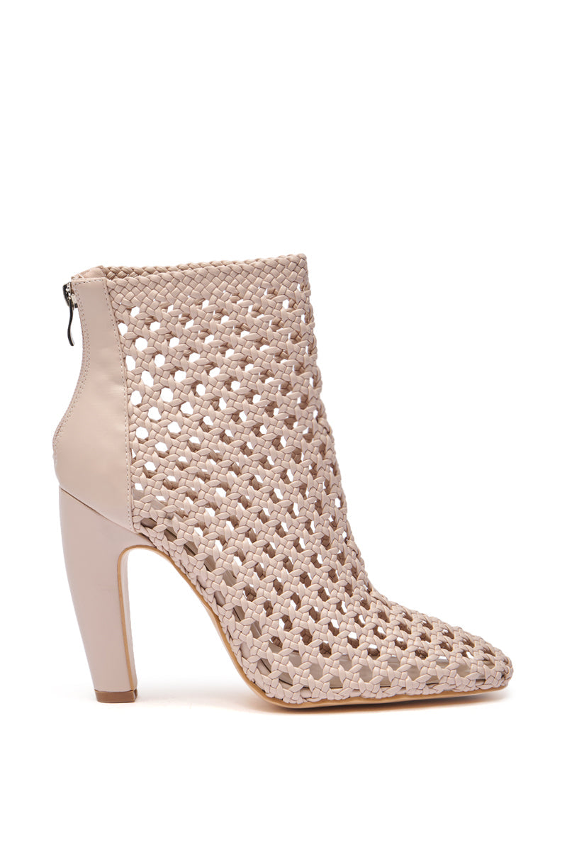 AZALEA WANG AMIGO NUDE WOVEN BOOTIE