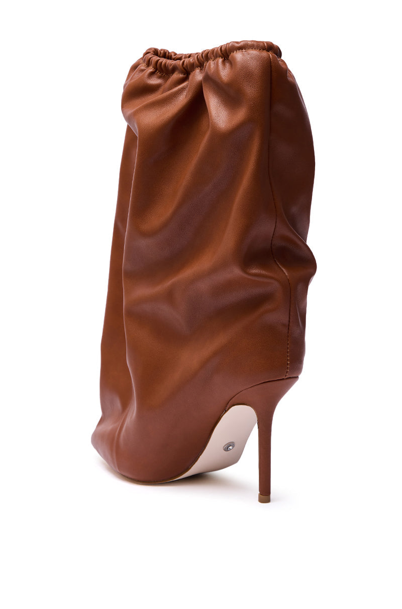 AZALEA WANG ANNEKE TAN RUCHED TOPLINE STILETTO BOOTIE
