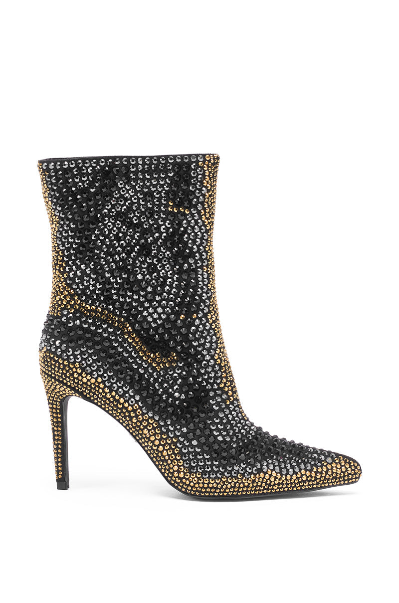 AZALEA WANG ANSLEY BLACK MULTI RHINESTONE COCKTAIL BOOTIE