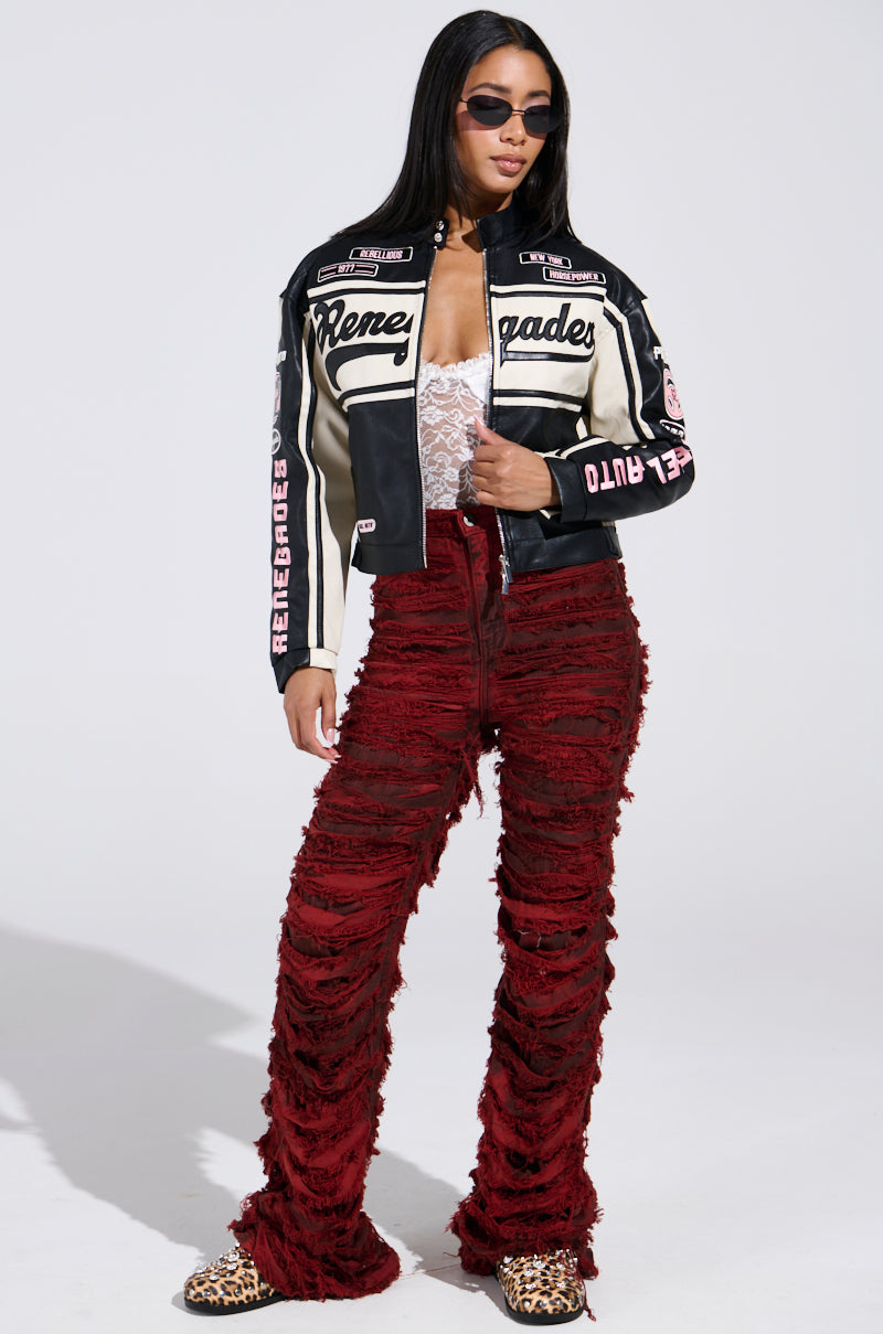 ON FIRE DISTRESSED DENIM PANT