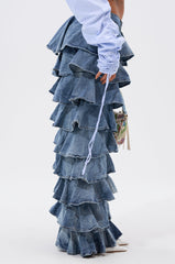 LOOK THIS WAY RUFFLE DENIM PANT