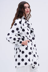 AMALIA TIE NECK TRENCH IN POLKA DOT