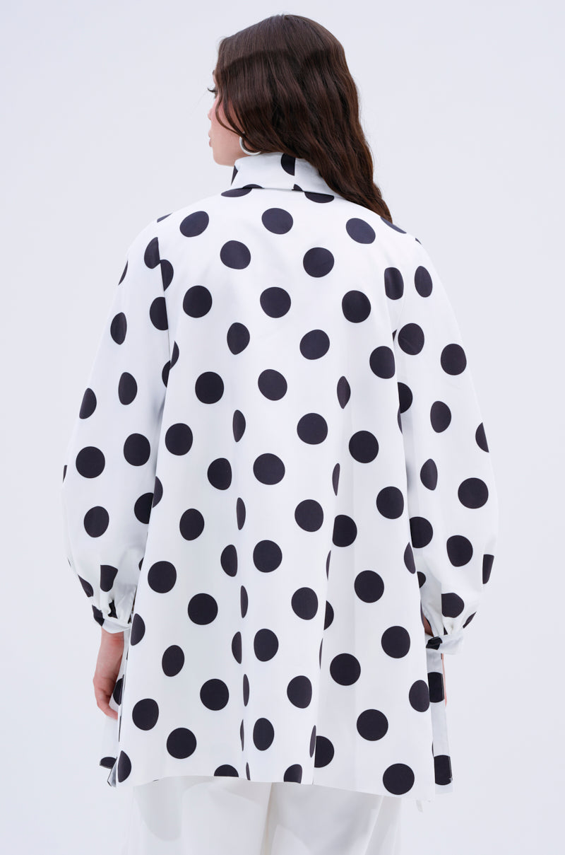 AMALIA TIE NECK TRENCH IN POLKA DOT