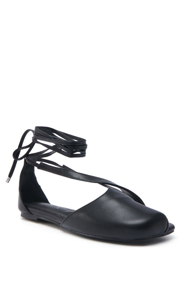 AKIRA AULORA BLACK FLAT SANDAL WITH PEEP TOE