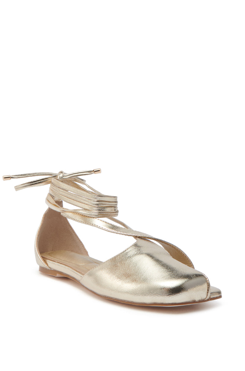 AKIRA AULORA GOLD FLAT SANDAL WITH PEEP TOE