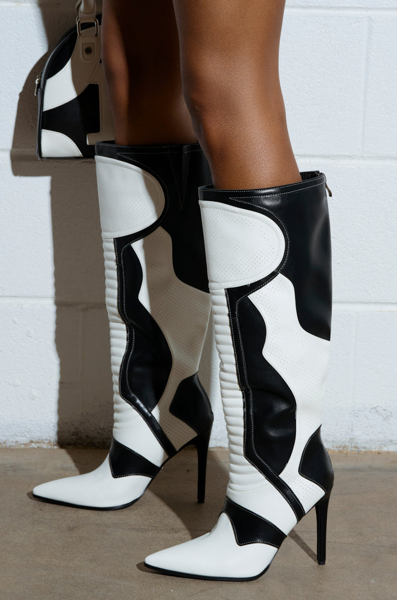 AZALEA WANG RODRIGO BLACK AND WHITE BOOT STILETTO