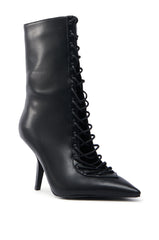 AZALEA WANG SILVA BLACK LACE UP STILETTO BOOTIE