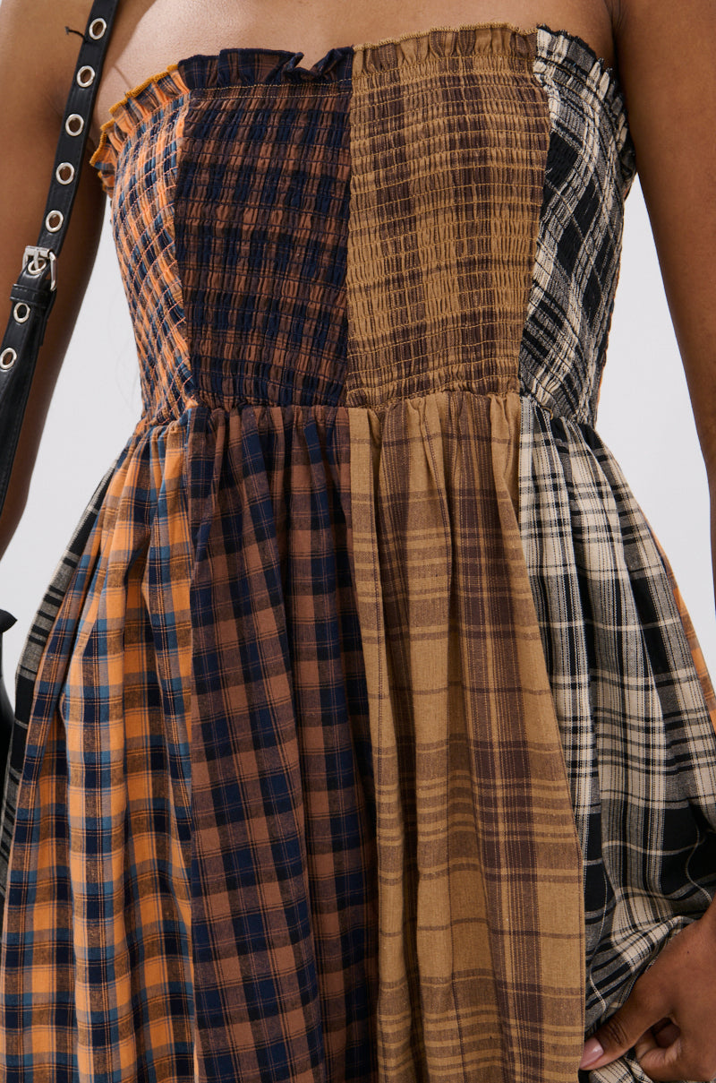 FALL IN LOVE PLAID MAXI DRESS