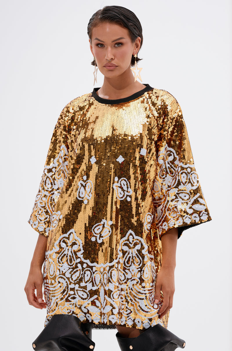 BOUJEE BANDANA SEQUIN MINI DRESS