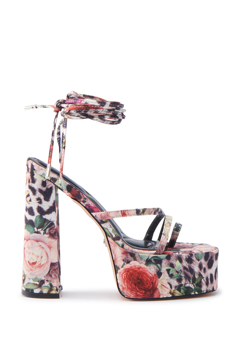 AZALEA WANG BANIRA MULTI CHEETAH FLORAL CHUNKY SANDAL