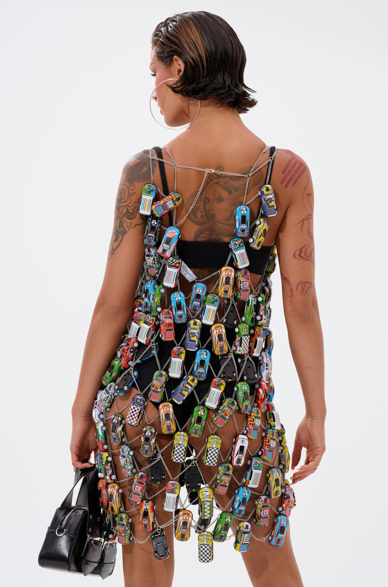 CAN'T CATCH ME CAR CHAIN MINI DRESS
