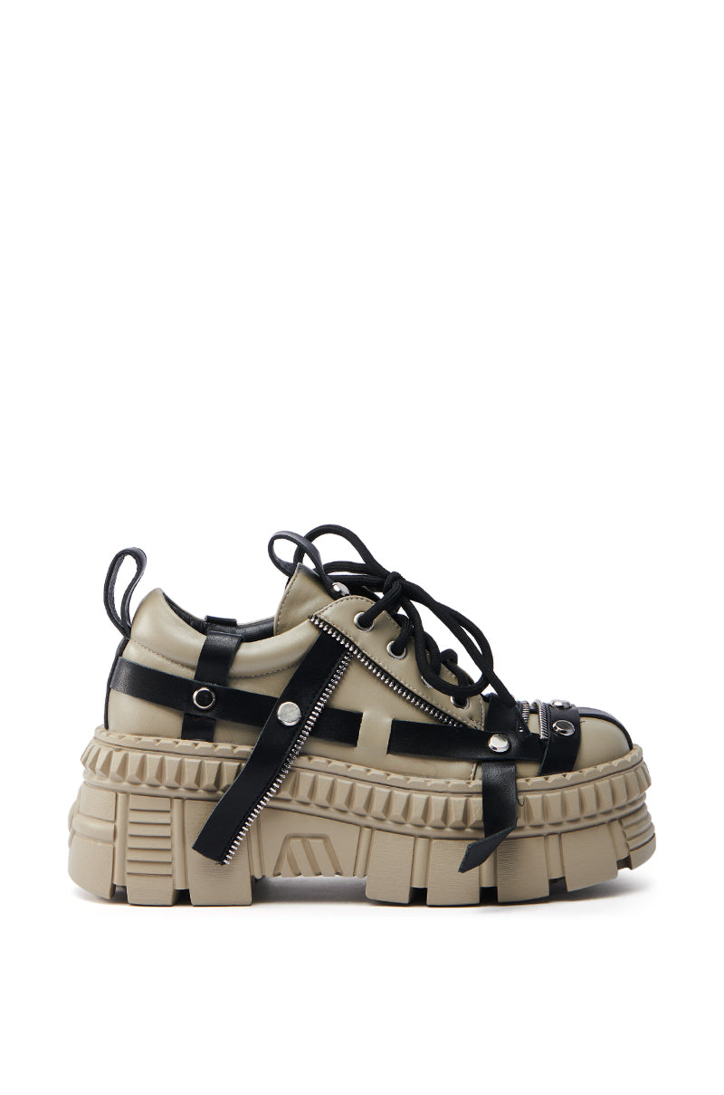  AZALEA WANG BEAGLE KHAKI FLAT SNEAKER