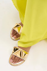 AKIRA BENNO GOLD FLAT SANDAL