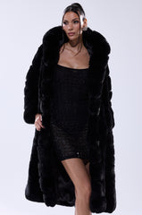 BERLIN HOODED FAUX FUR IN BLACK