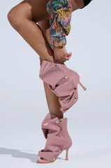 AZALEA WANG BIRD SONG SNAP OPEN TOE BOOTIE IN MAUVE