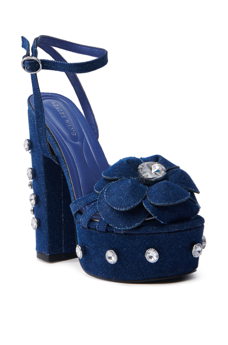 AZALEA WANG BOTTLER DENIM WITH RHINESTONE SANDAL