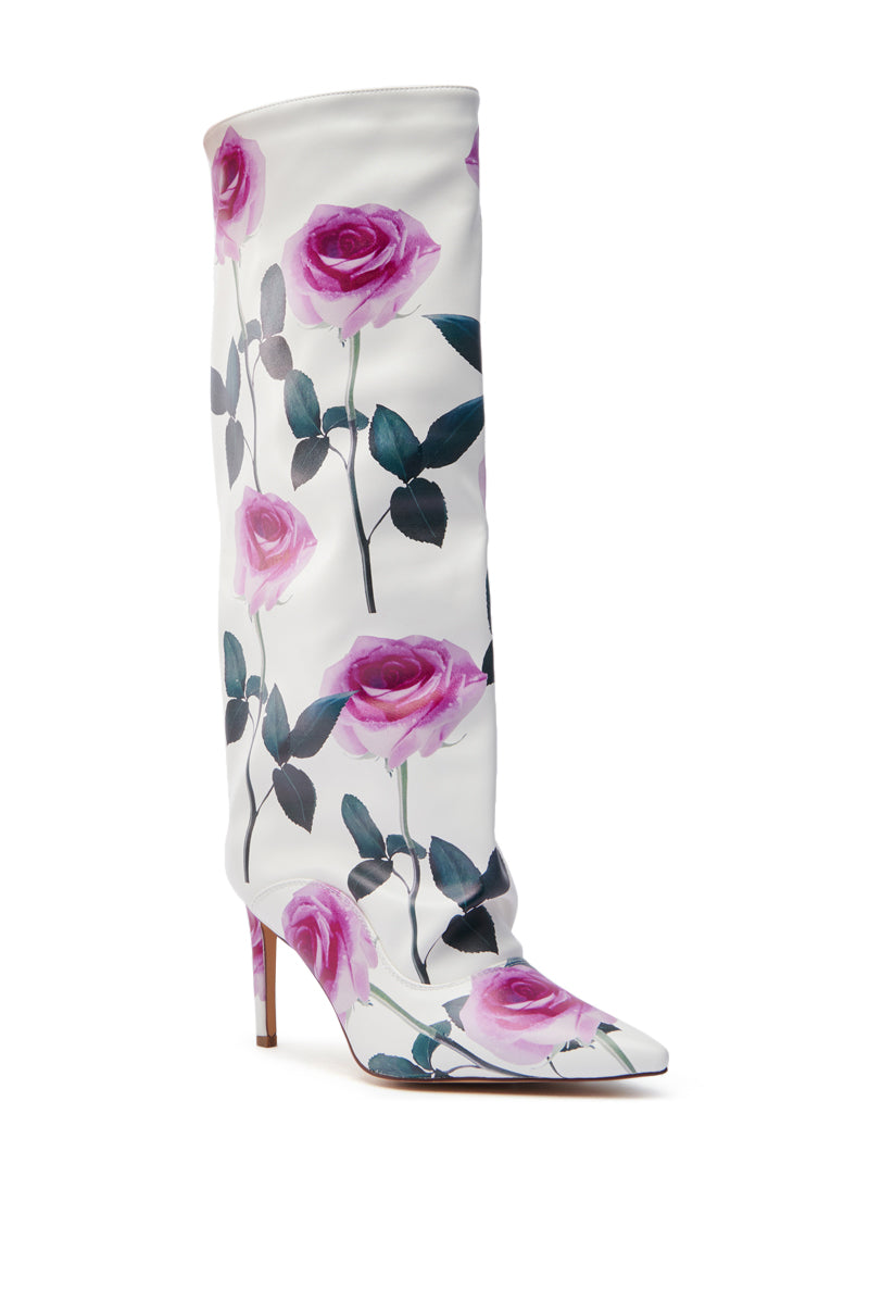 AZALEA WANG BRIDGIE WHITE FLORAL BOOT