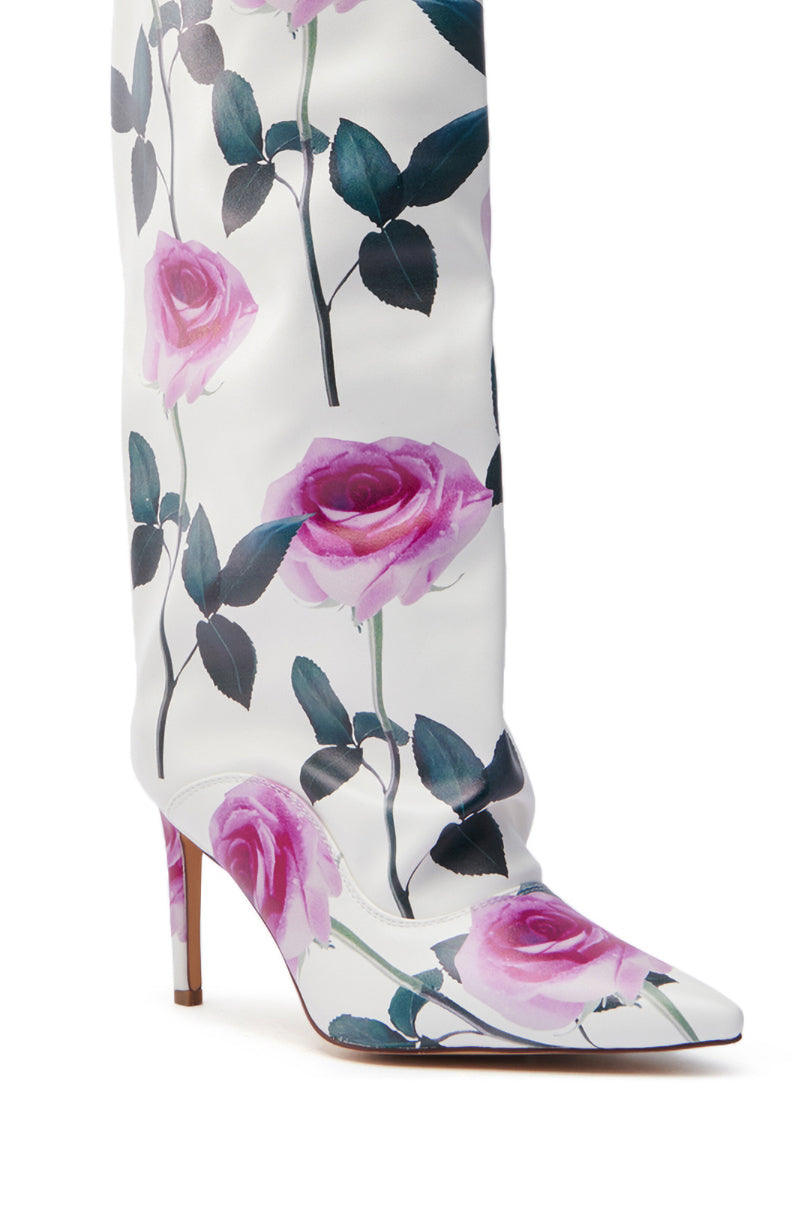 AZALEA WANG BRIDGIE WHITE FLORAL BOOT