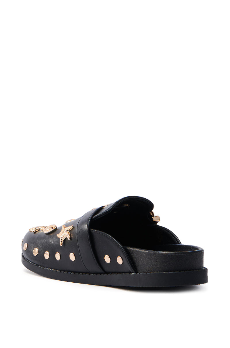 AZALEA WANG BRINY BLACK SEA SHELL EMBELLISHED CLOG