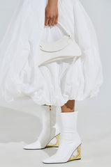 AZALEA WANG BRIXHAM WHITE BOOTIE WITH NOVELTY HEEL