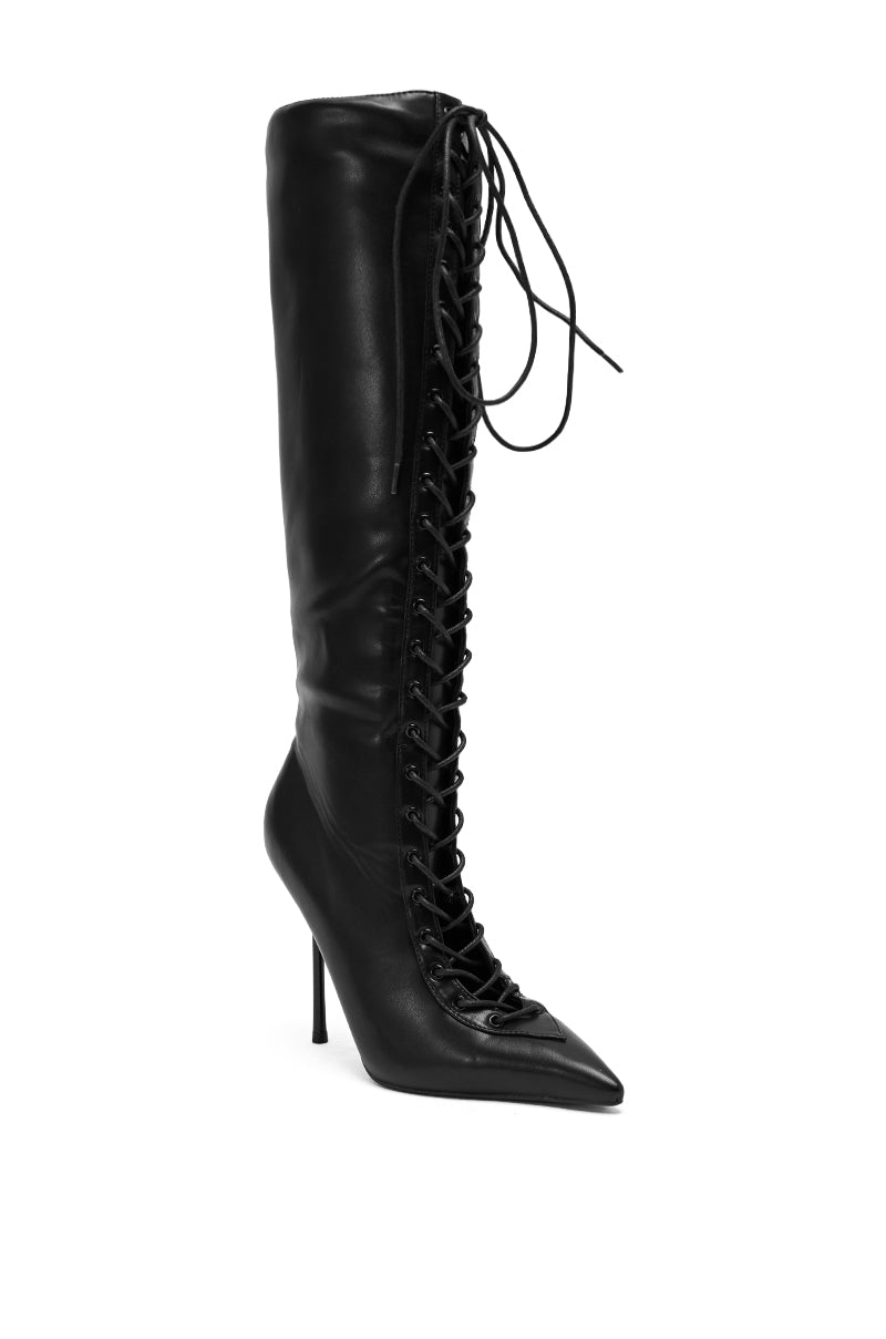 AZALEA WANG BUCHANAN LACE UP BOOT IN BLACK