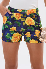 DOZEN ROSES SATIN SHORTS IN NAVY