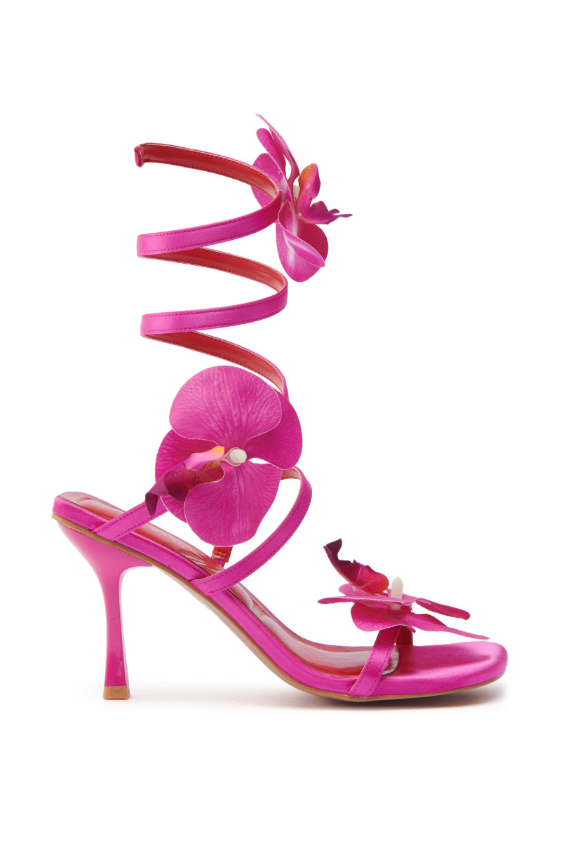 AZALEA WANG CARRINGTON FUCHSIA FLORAL COIL SANDAL