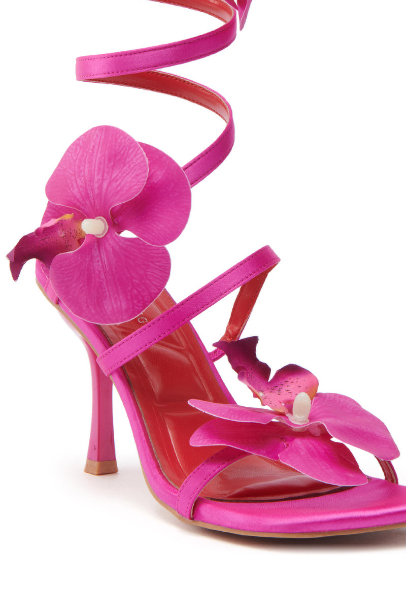 AZALEA WANG CARRINGTON FUCHSIA FLORAL COIL SANDAL