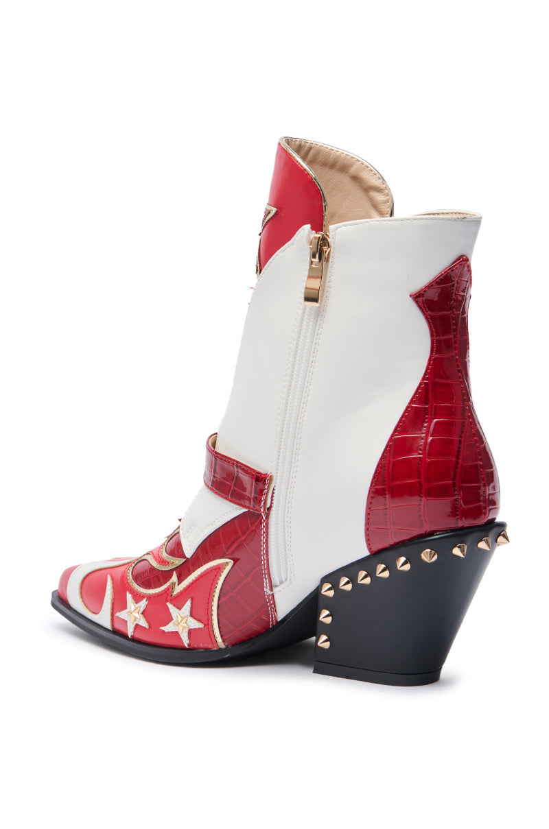 AZALEA WANG CHANNY MULTI BOOTIE GRAPHIC WESTERN WITH STUDS