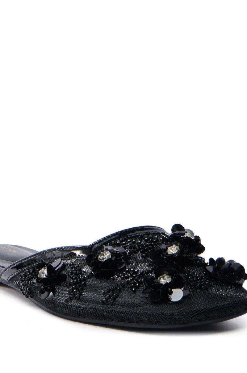 AKIRA CHERINA BLACK FLAT WITH EMBELLISHMENT