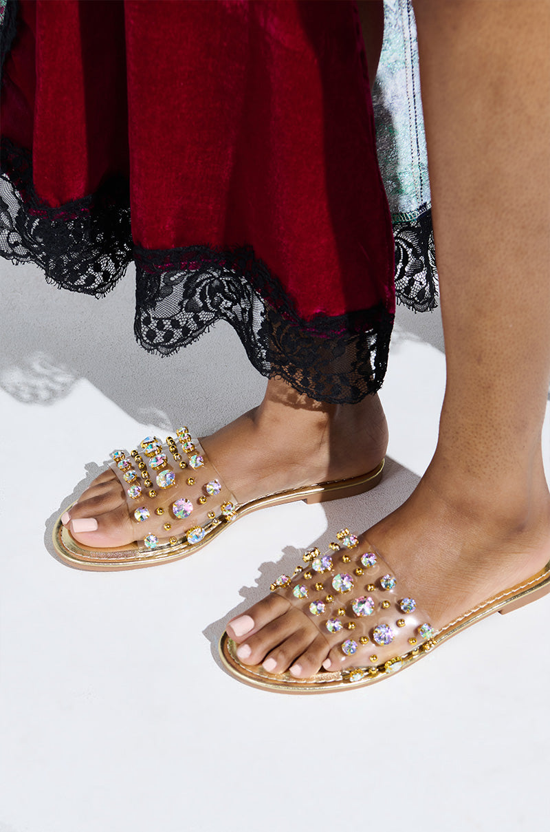 CLARISSA GOLD EMBELLISHED FLAT SANDAL