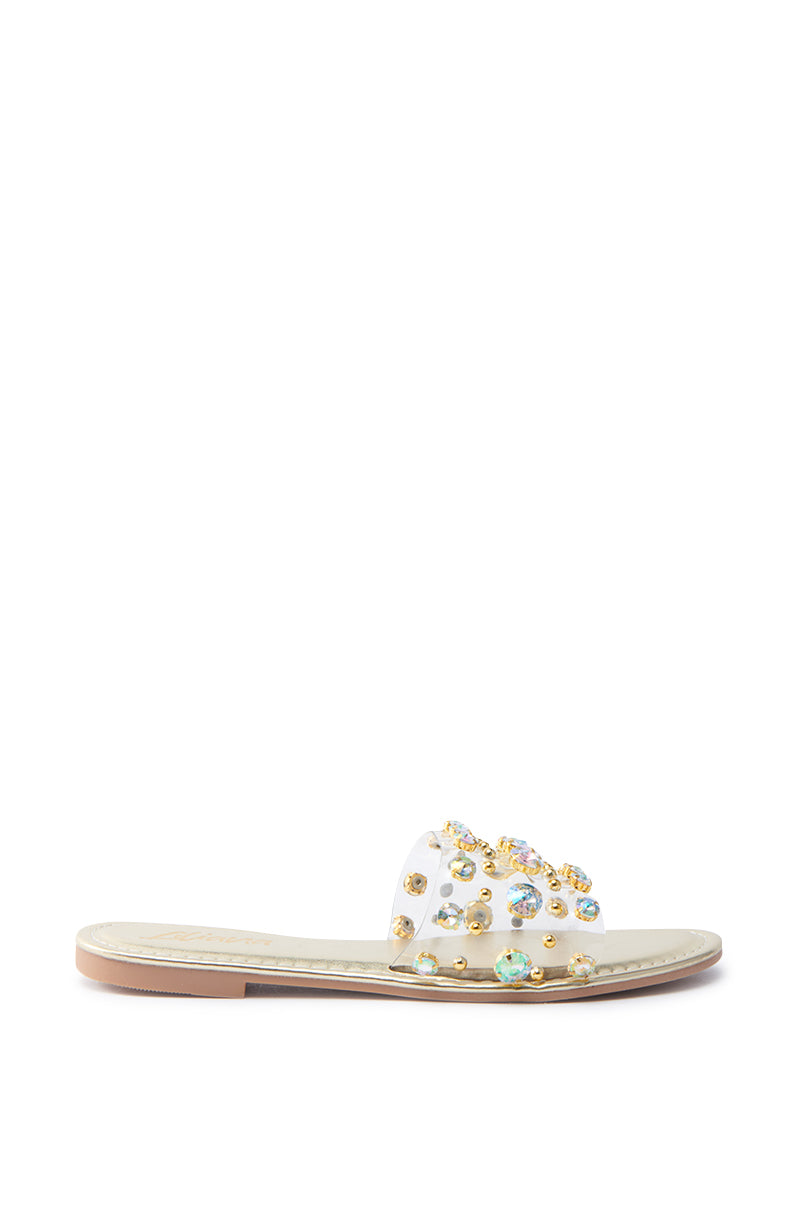 CLARISSA GOLD EMBELLISHED FLAT SANDAL
