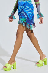 AZALEA WANG COOL CAT LIME PUFFY PLATFORM SANDAL