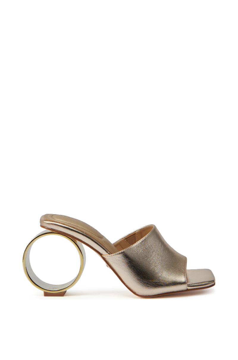 AZALEA WANG CORABELLE GOLD NOVELTY HEEL SANDAL