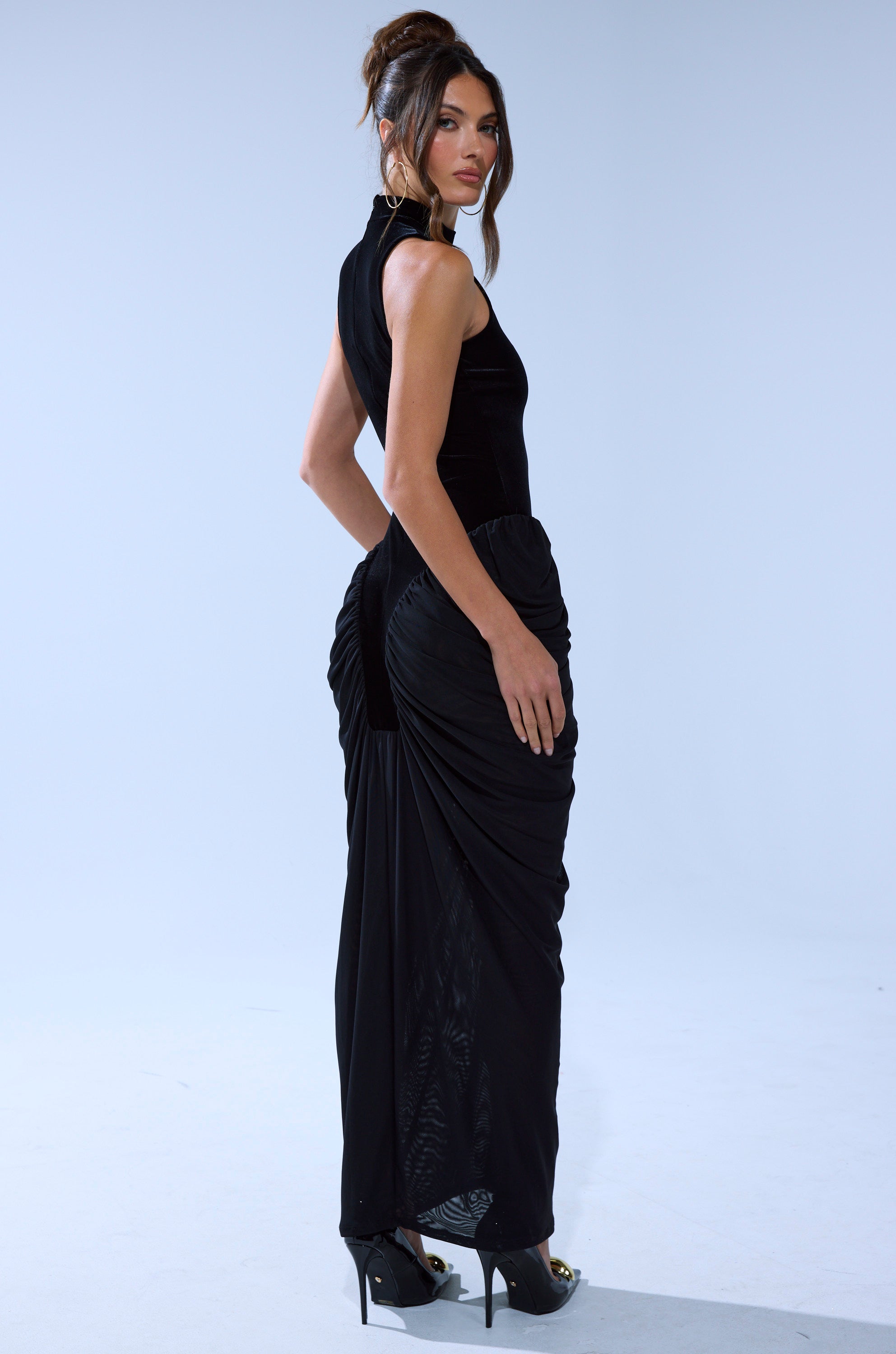 OUT FOR THE NIGHT MOCK NECK MAXI DRESS
