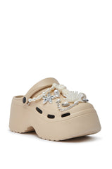 AZALEA WANG DAVIES BEIGE EMBELLISHED FLAT