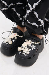AZALEA WANG DAVIES BLACK PEARL RHINESTONE FLAT