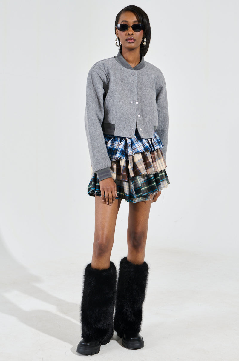 DAVIS EVERYDAY VARSITY BOMBER IN GREY