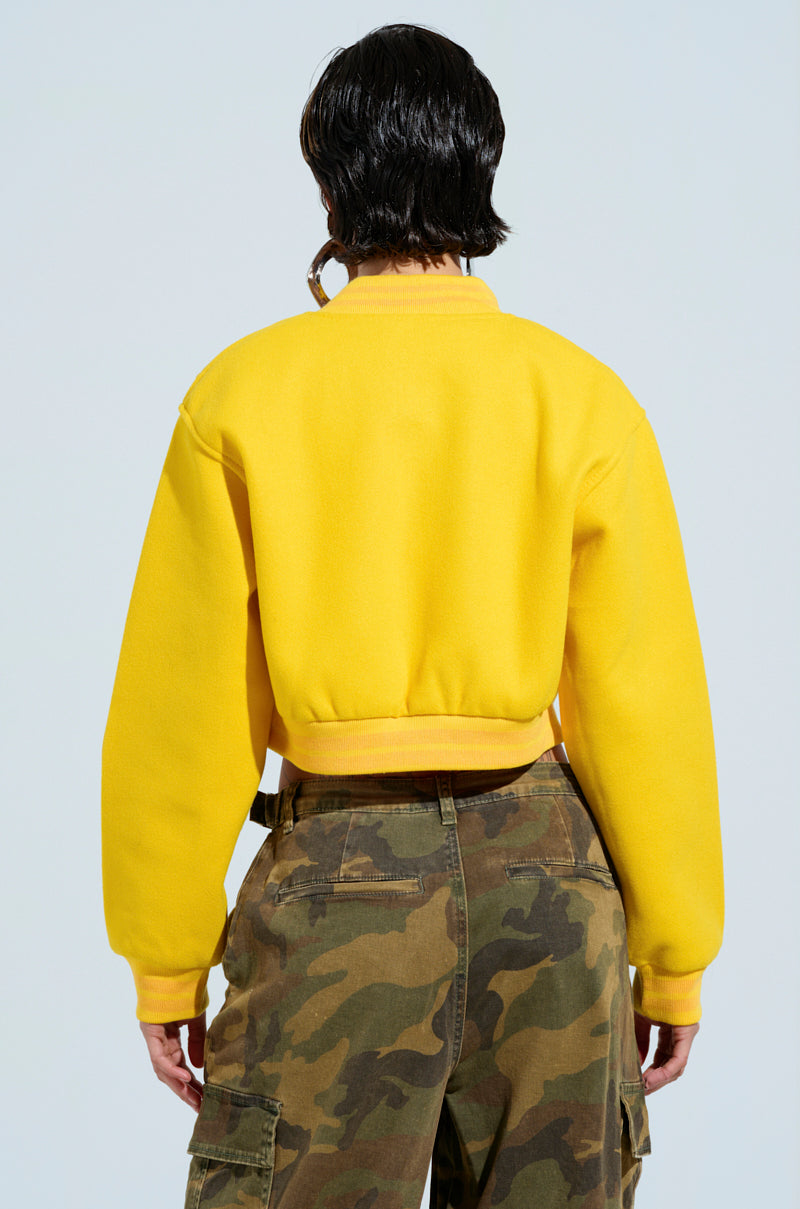 DAVIS EVERYDAY VARSITY BOMBER IN YELLOW