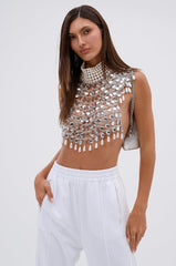 CLEOPATRA RHINESTONE CHAIN TOP