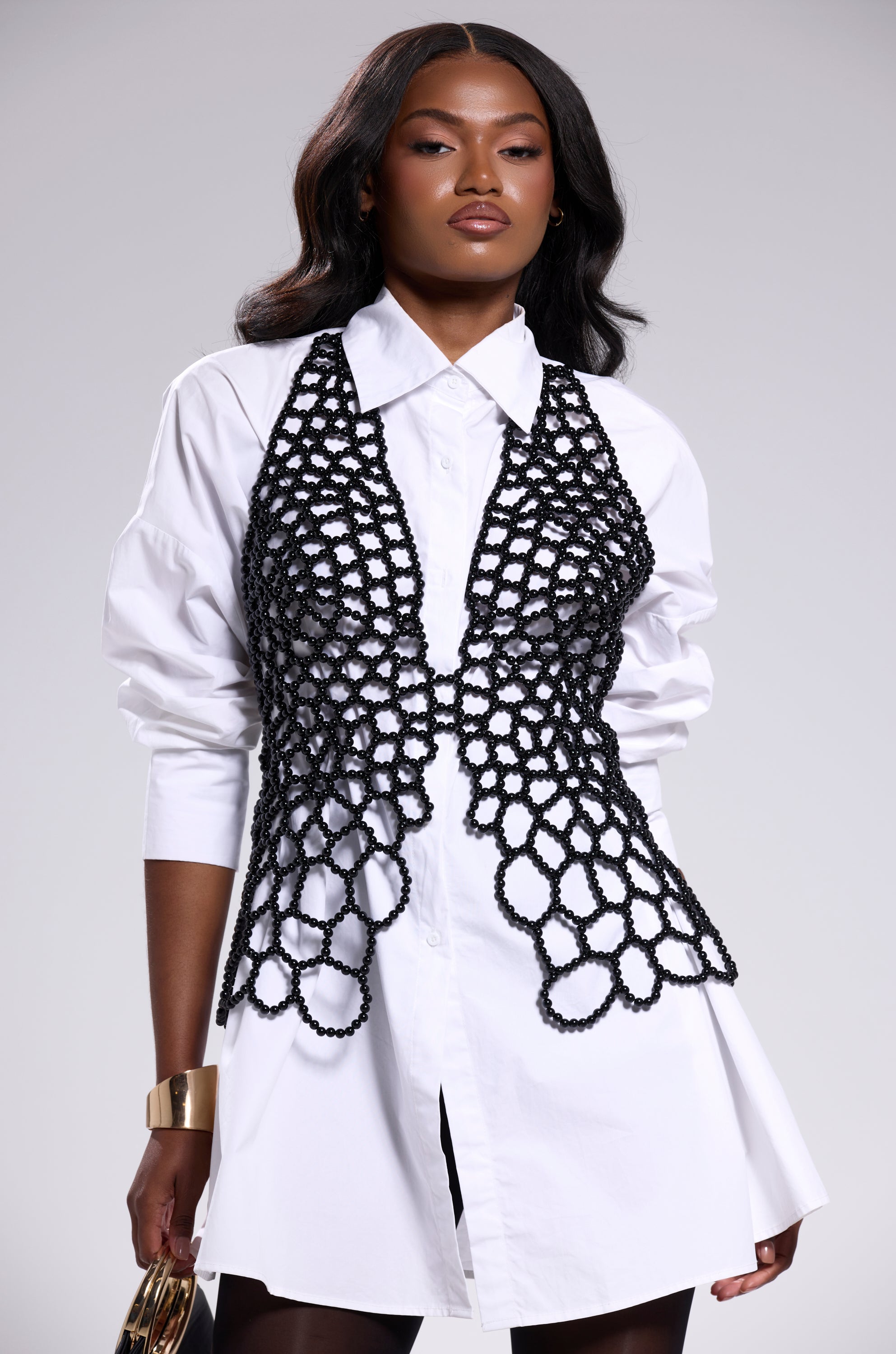 GETTIN HOT IN HERE BEADED TOP IN BLACK