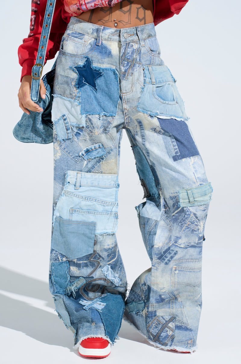 DENIM ON DENIM PATCHWORK JEANS