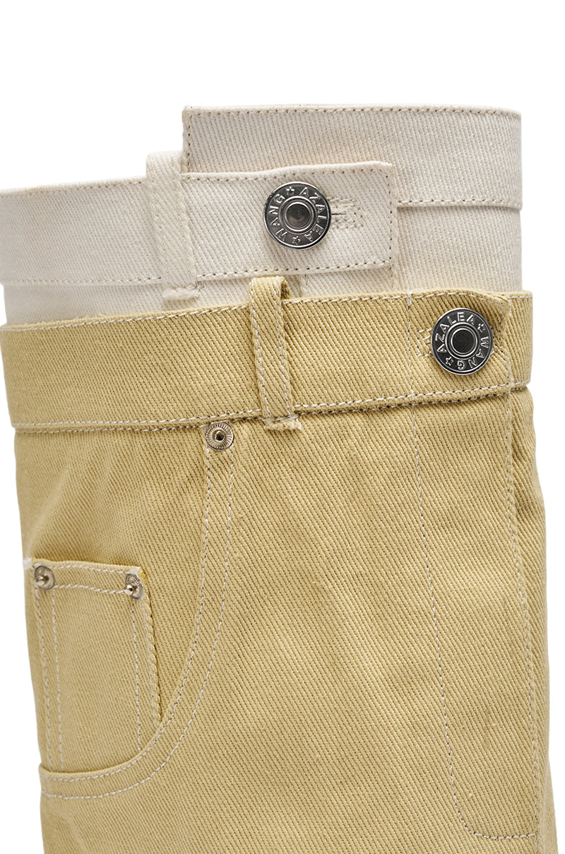 AZALEA WANG DOUBLE FLY BEIGE CHUNKY BOOT