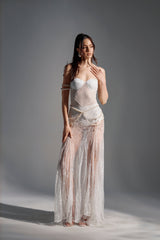 TROUBLES HERE LACE MAXI DRESS IN WHITE