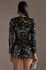 SHE'S ALL THAT SEQUIN MINI DRESS IN OLIVE